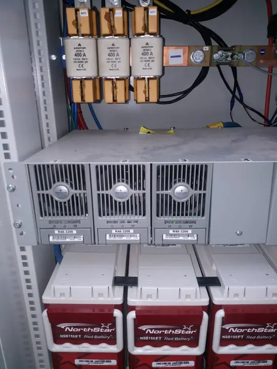 Rectifier system with battery strings